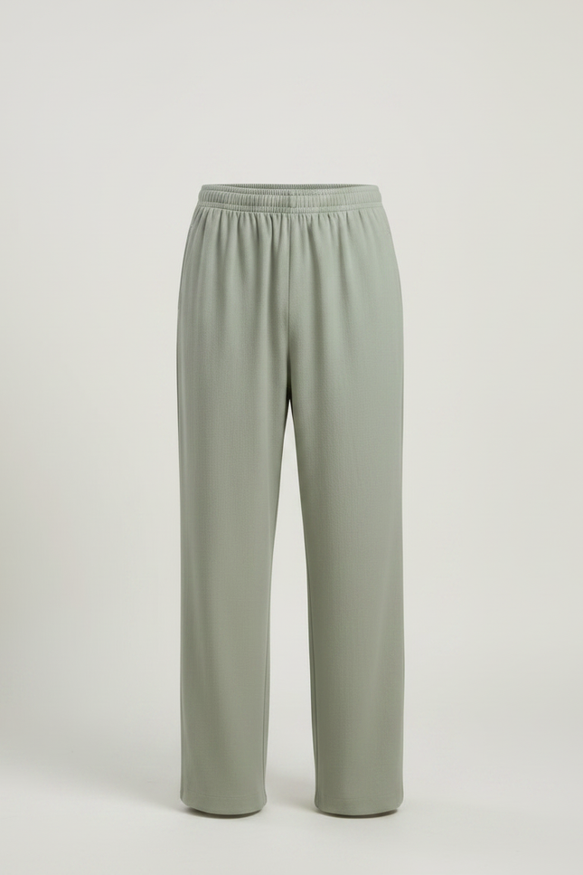 Pantalon Chinois Vert Sauge Ample Décontracté Fluide - Viscose - vue 3