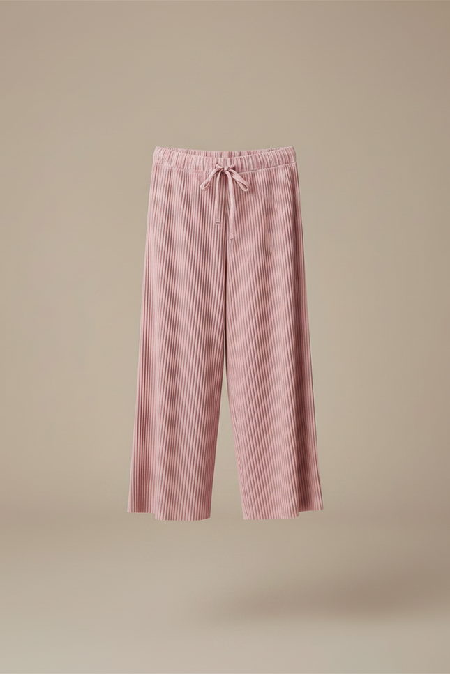 Pantalon Chinois Rose Plissé Ample Décontracté Enfant - Maille - vue 3