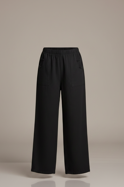 Pantalon Chinois Noir Ample Coton Fluide Casual - vue 3