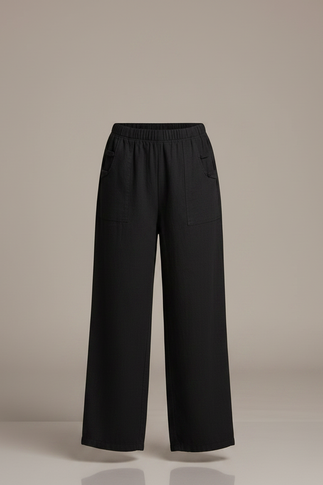 Pantalon Chinois Noir Ample Coton Fluide Casual - vue 3