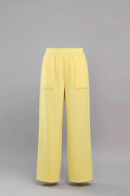 Pantalon Chinois Jaune Ample Décontracté Enfant - Molleton - vue 3
