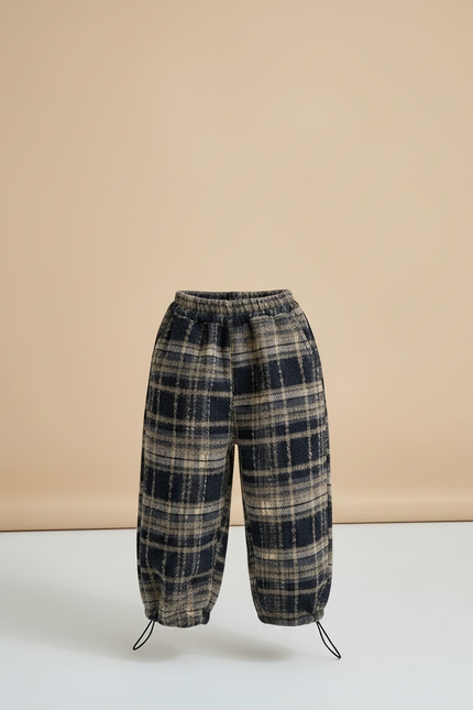 Pantalon Chinois Carreaux Larges Ample Décontracté Enfant - Multicolore Tweed - vue 3
