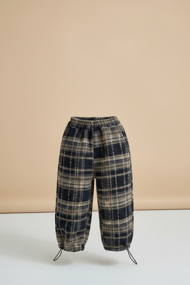 Pantalon Chinois Carreaux Larges Ample Décontracté Enfant - Multicolore Tweed - vue 3