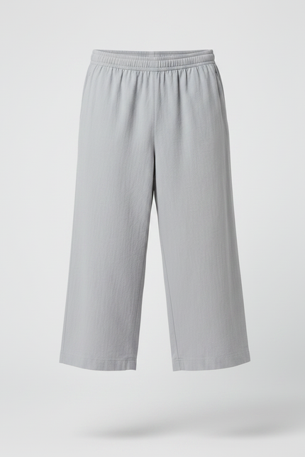 Pantalon Chinois Gris Clair Ample Coton Court Homme - vue 3