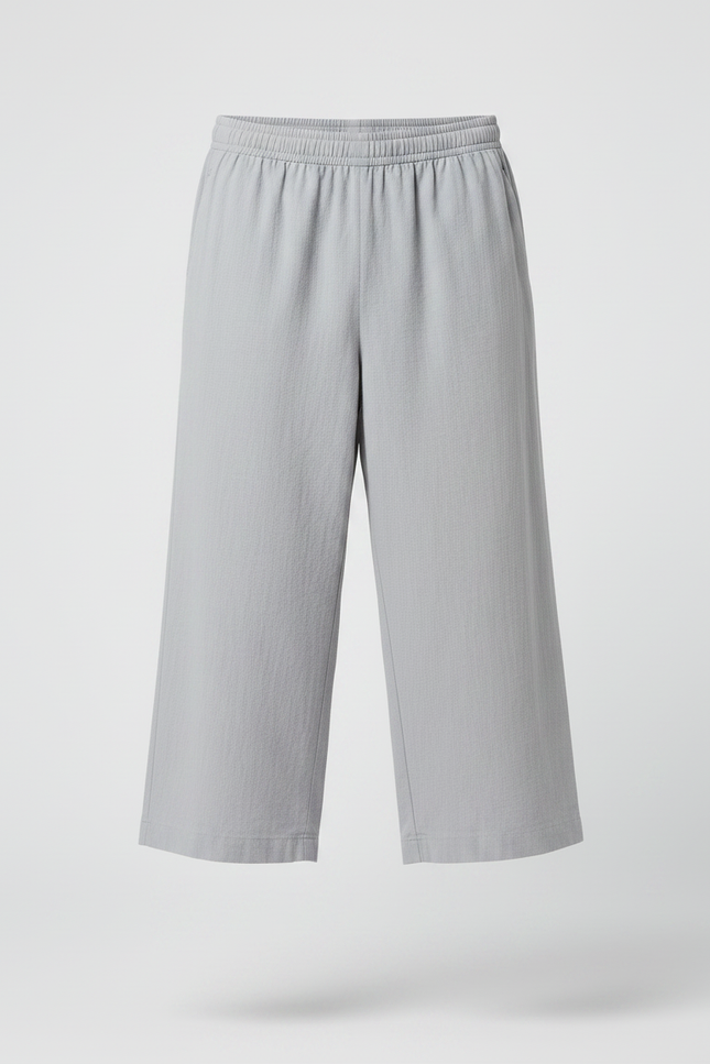 Pantalon Chinois Gris Clair Ample Coton Court Homme - vue 3