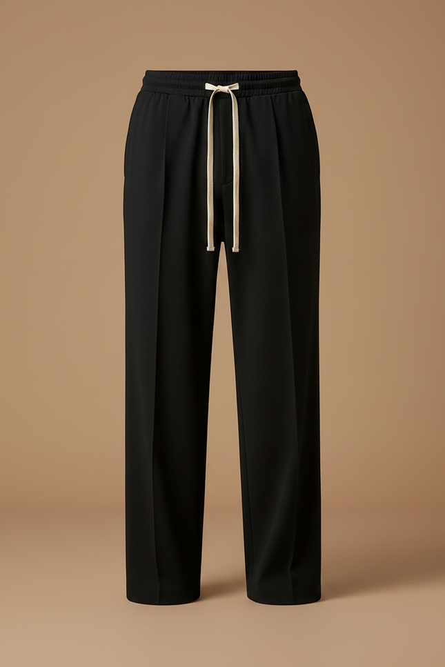 Pantalon Chinois Noir Ample Décontracté Cordon Homme - Polyester - vue 3