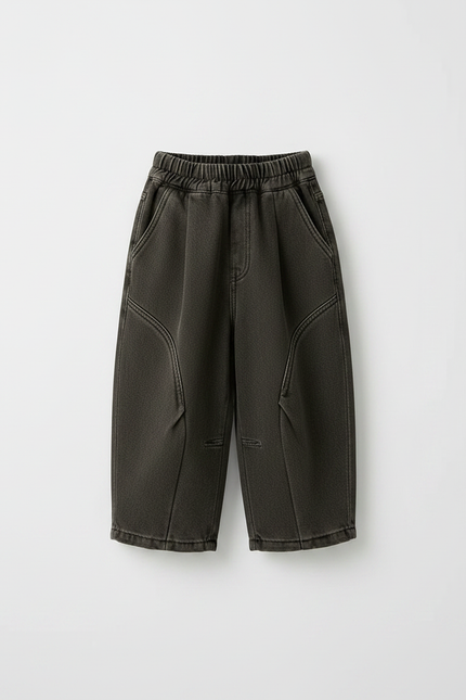 Pantalon Chinois Ample Gris Élastique Enfant - Jean - vue 3