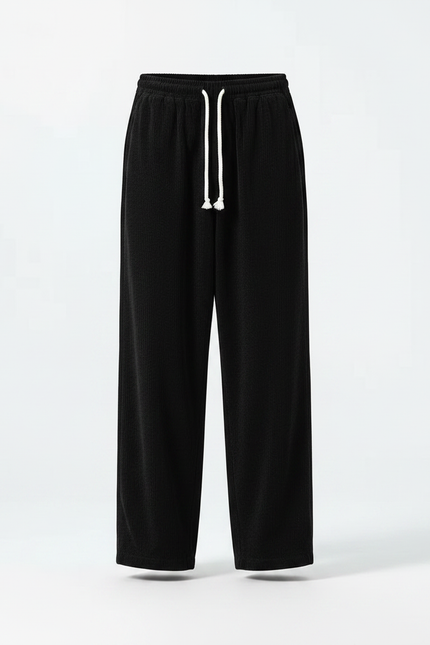 Pantalon Chinois Noir Ample Velours Côtelé Décontracté - Cordé - vue 3