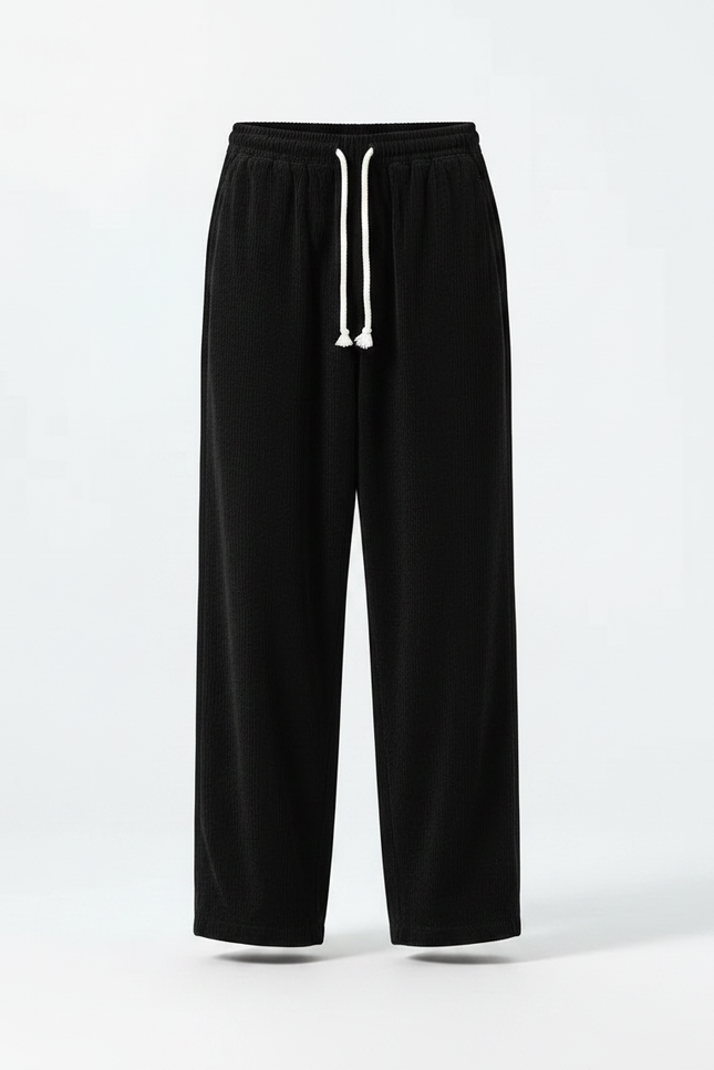 Pantalon Chinois Noir Ample Velours Côtelé Décontracté - Cordé - vue 3