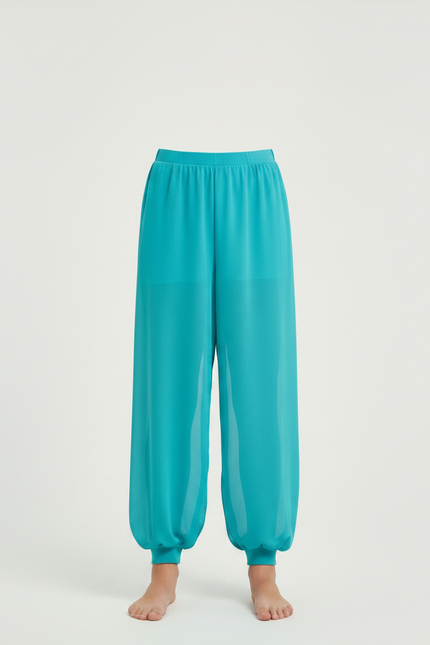 Pantalon Chinois Turquoise Fluide Harem Fille - Bleu Polyester - vue 3