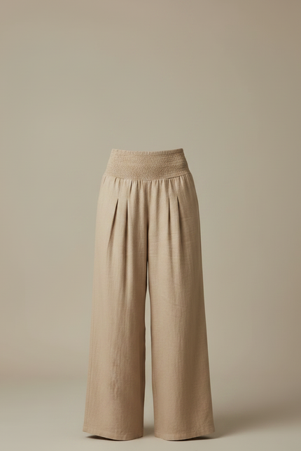 Pantalon Chinois Beige Lin Ample Plissé Confortable - vue 3