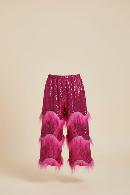 Pantalon Chinois Pailleté Rose Franges Danse Enfant - Polyester - vue 3
