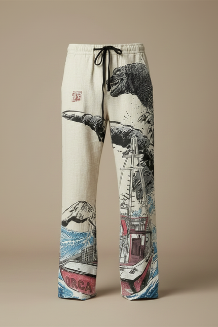 Pantalon Chinois Lin Ample Godzilla Bateau Décontracté - Multicolore - vue 3