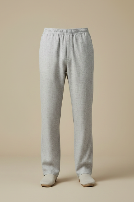 Pantalon Chinois Gris Clair Lin Ample Homme - vue 3