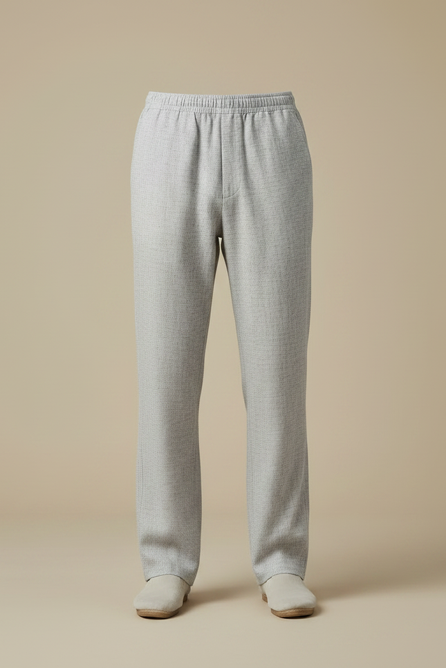 Pantalon Chinois Gris Clair Lin Ample Homme - vue 3