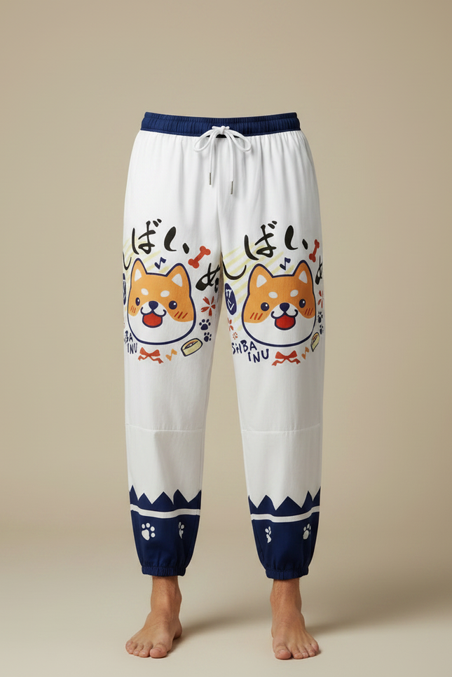 Pantalon Chinois Blanc Harem Shiba Inu Mignon Décontracté - Coton - vue 3