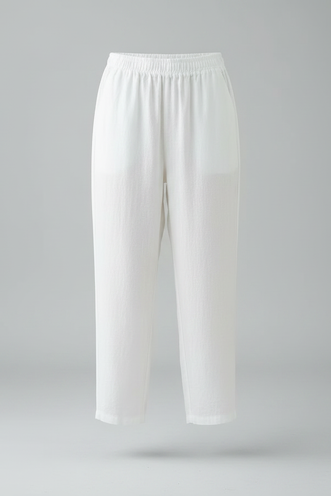 Pantalon Chinois Blanc Ample Lin Coton Léger - vue 3