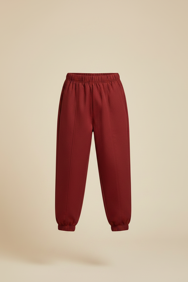 Pantalon Chinois Rouge Ample Hiver Élastique Garçon - Bordeaux Molleton - vue 3