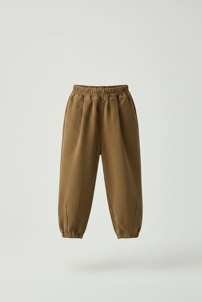 Pantalon Chinois Marron Ample Côtelé Enfant - Kaki Cordé - vue 3