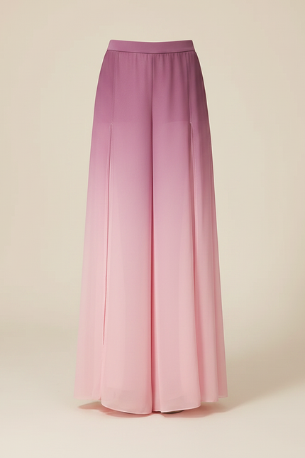 Pantalon Chinois Dégradé Fluide Ample Fendu Rose - Polyester - vue 3