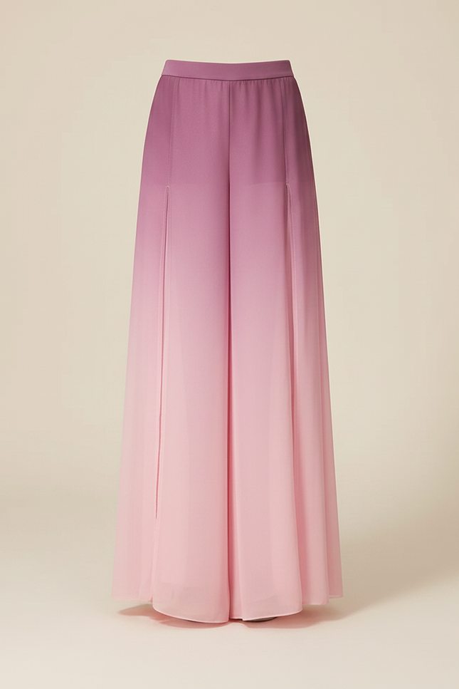 Pantalon Chinois Dégradé Fluide Ample Fendu Rose - Polyester - vue 3