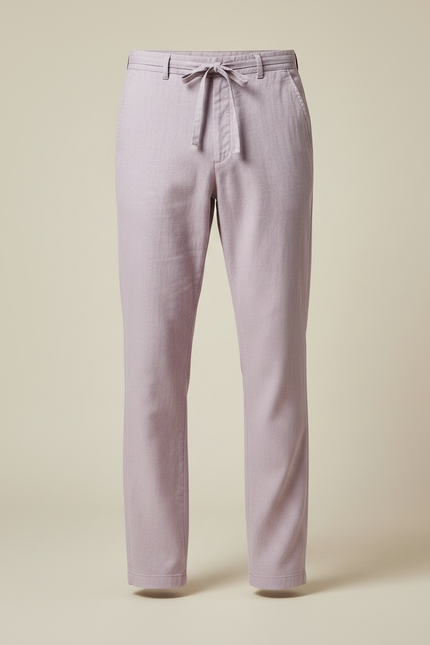 Pantalon Chinois Lilas Coton Lin Ample Confortable Homme - Violet - vue 3