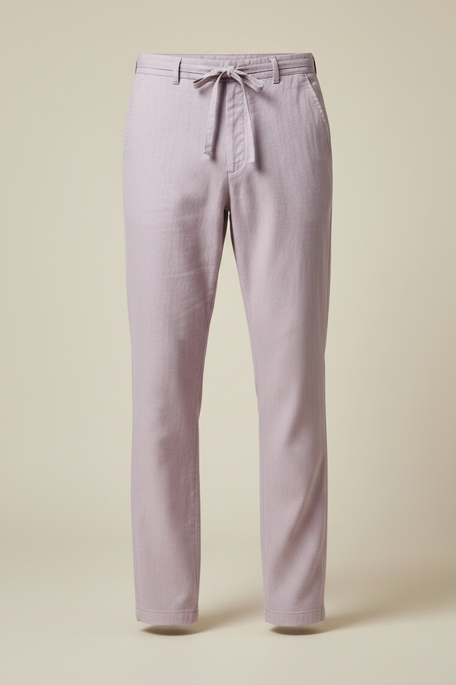 Pantalon Chinois Lilas Coton Lin Ample Confortable Homme - Violet - vue 3