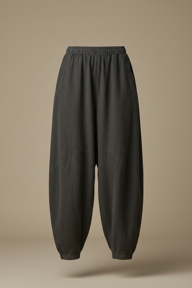 Pantalon Chinois Femme Sarouel Lin - Gris - vue 3