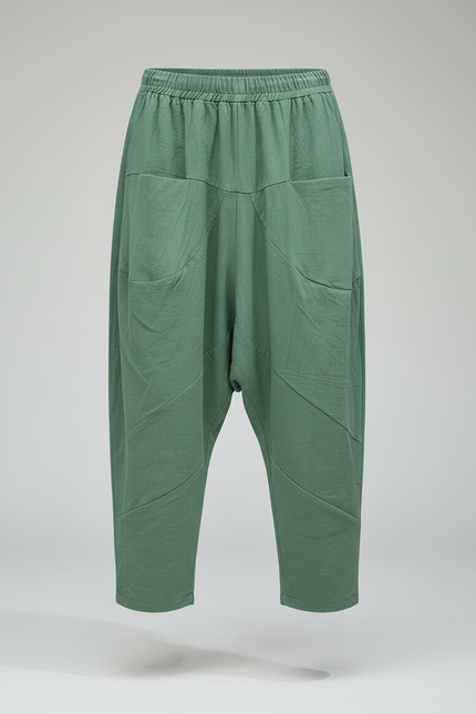 Pantalon Chinois Vert Ample Lin Décontracté Léger - vue 3