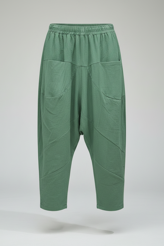 Pantalon Chinois Vert Ample Lin Décontracté Léger - vue 3
