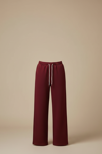 Pantalon Chinois Bordeaux Ample Cordon Décontracté Femme - Molleton - vue 3