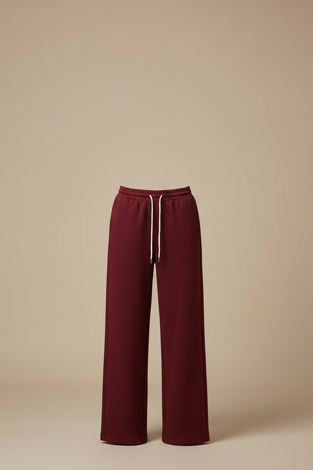 Pantalon Chinois Bordeaux Ample Cordon Décontracté Femme - Molleton - vue 3