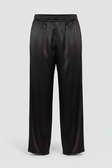 Pantalon Chinois Noir Satiné Ample Homme Élégant - vue 3