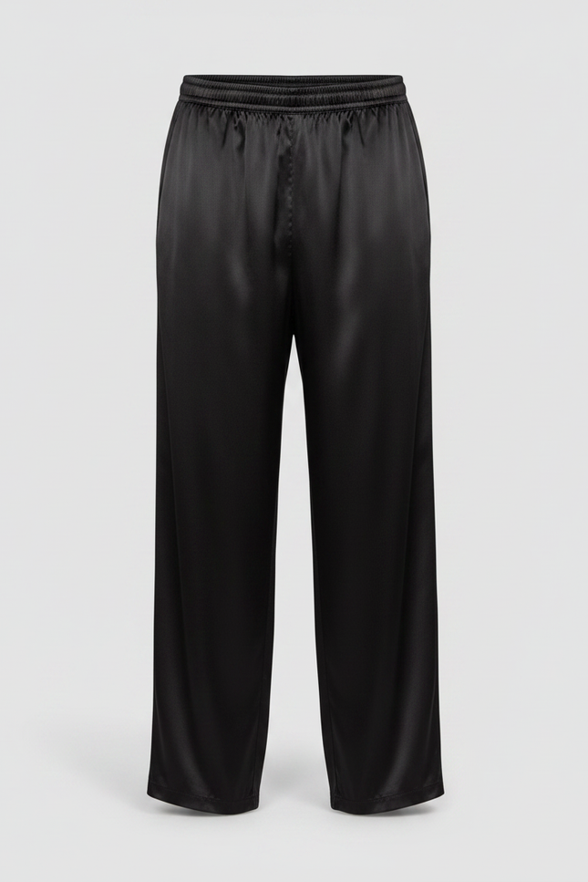 Pantalon Chinois Noir Satiné Ample Homme Élégant - vue 3