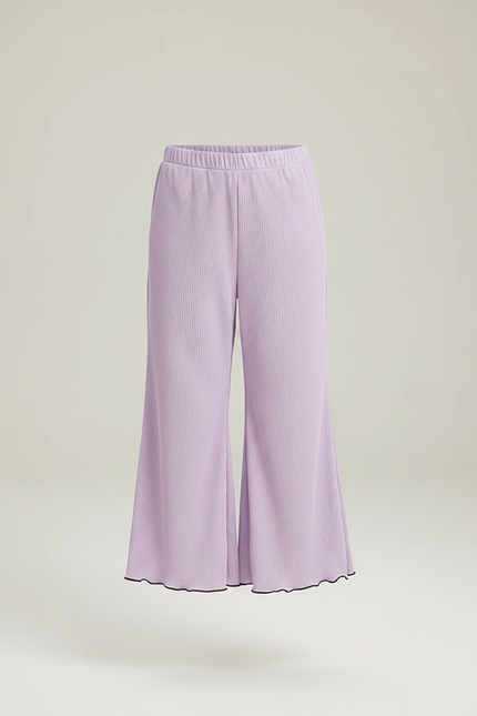Pantalon Chinois Lilas Plissé Élastique Ondulé Fille - Violet Maille - vue 3