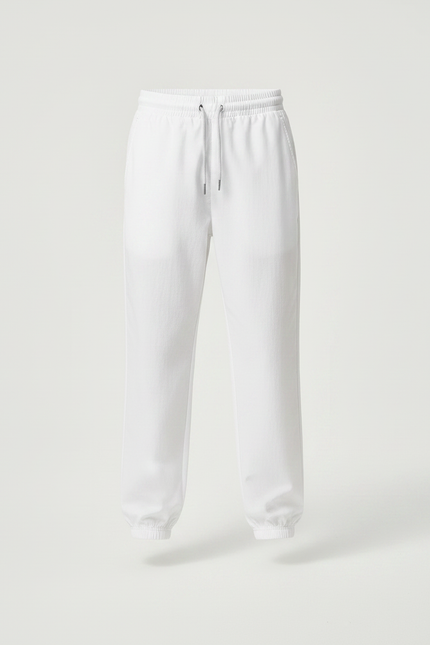 Pantalon Chinois Blanc Cordon Élastique Garçon Jogger - Molleton - vue 3