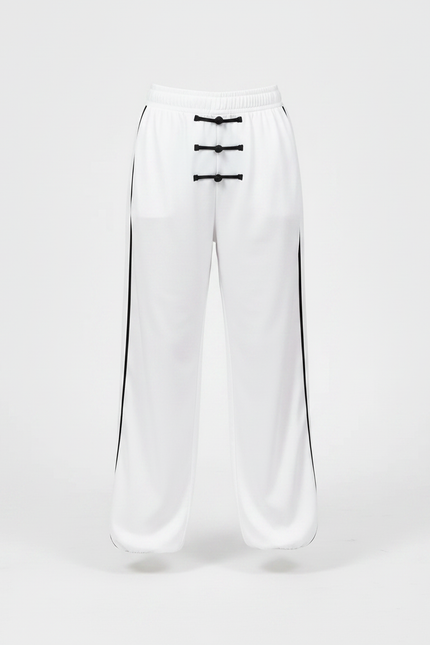 Pantalon Chinois Blanc Ample Unisexe Traditionnel Kung Fu - Polyester - vue 3