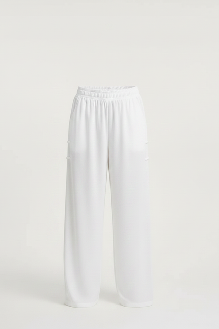 Pantalon Chinois Blanc Ample Fluide Décontracté Sport - Viscose - vue 3