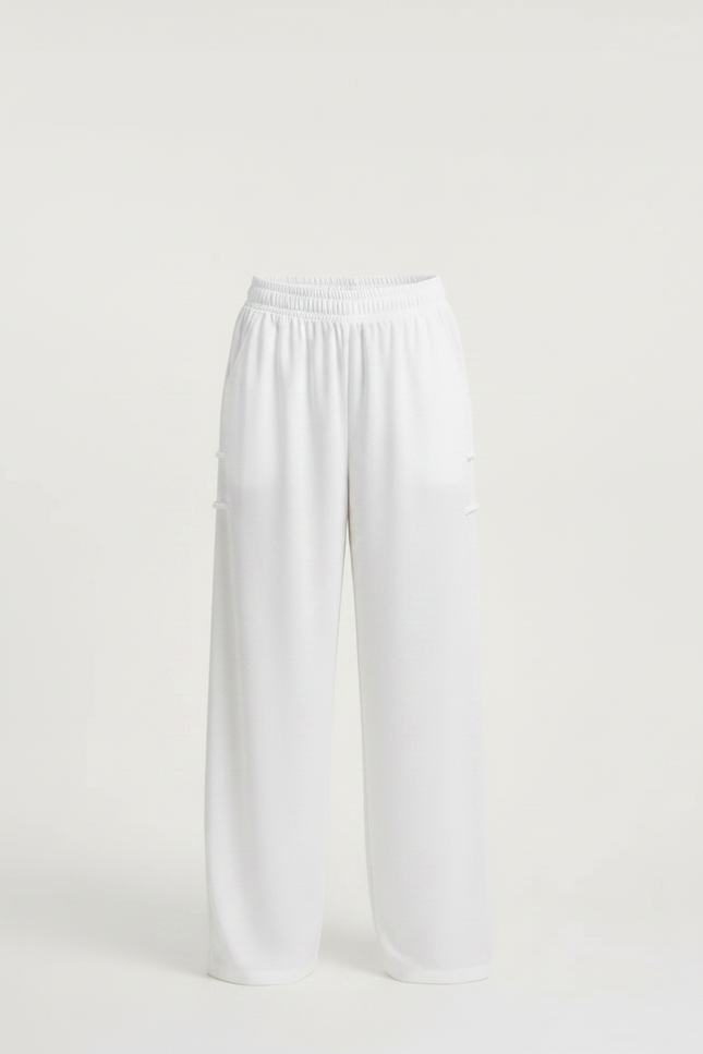 Pantalon Chinois Blanc Ample Fluide Décontracté Sport - Viscose - vue 3