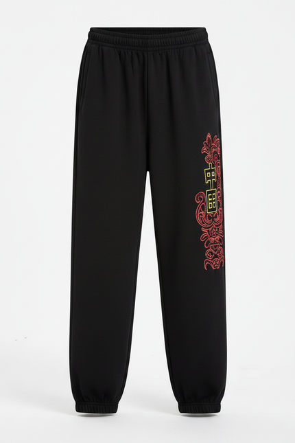 Pantalon Chinois Noir Ample Brodé Enfant Fille - Molleton - vue 3