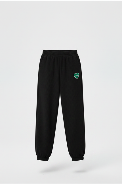 Pantalon Chinois Noir Côtelé Ample Confortable Fille Coeur - Cordé - vue 3