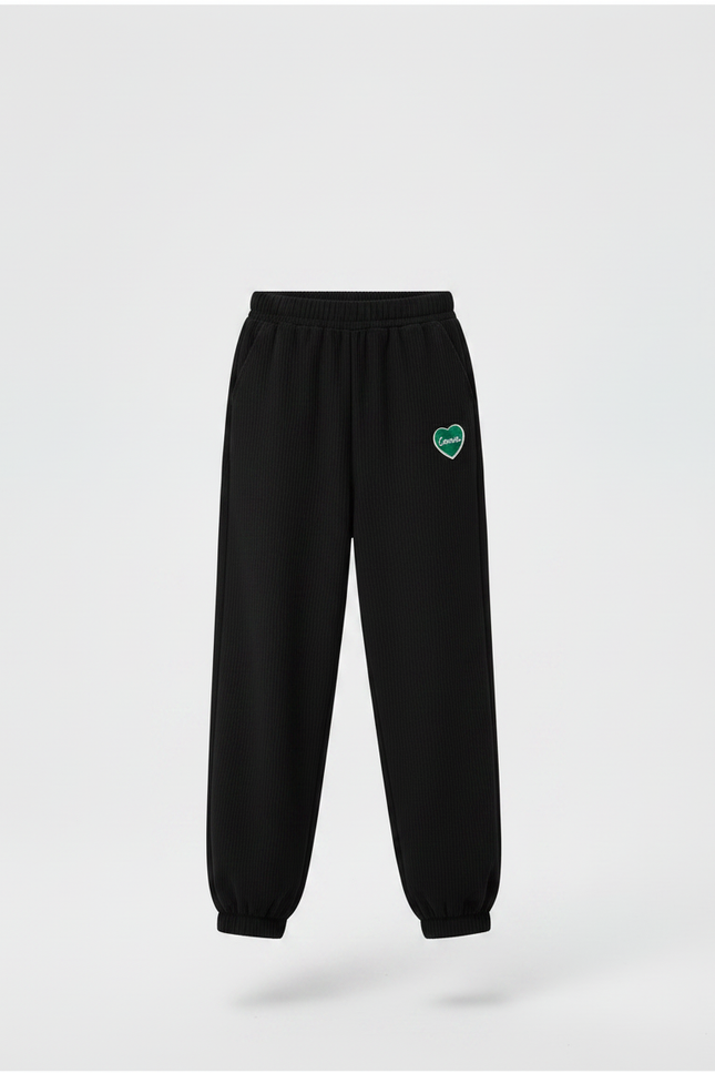 Pantalon Chinois Noir Côtelé Ample Confortable Fille Coeur - Cordé - vue 3