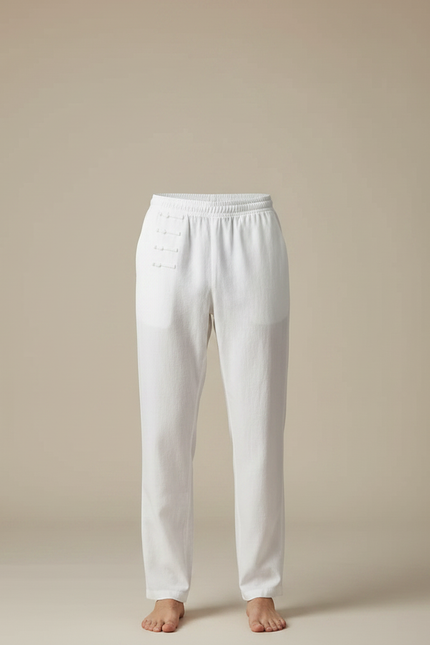 Pantalon Chinois Homme Blanc Droit - Lin - vue 3