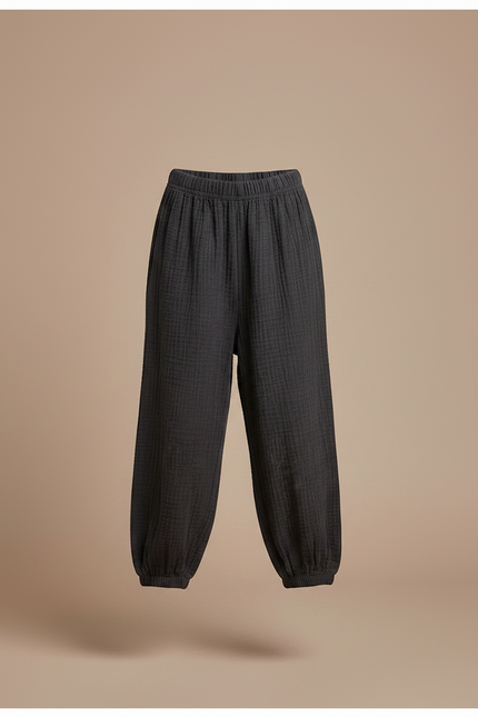 Pantalon Chinois Coton Gris Ample Texturé Enfant - vue 3
