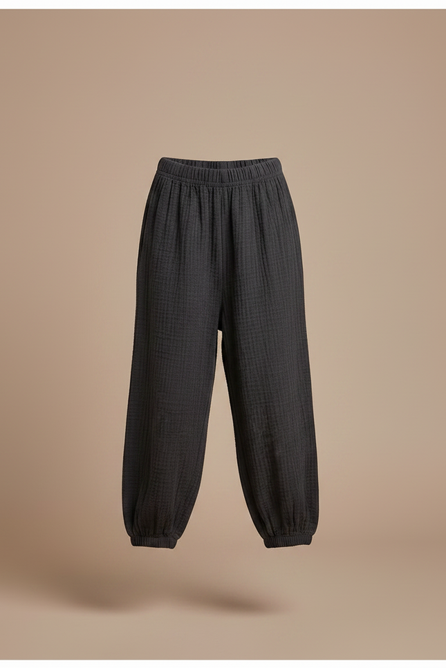 Pantalon Chinois Coton Gris Ample Texturé Enfant - vue 3
