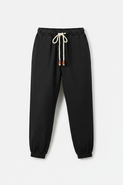 Pantalon Chinois Noir Ample Coton Enfant Garçon - Lin - vue 3