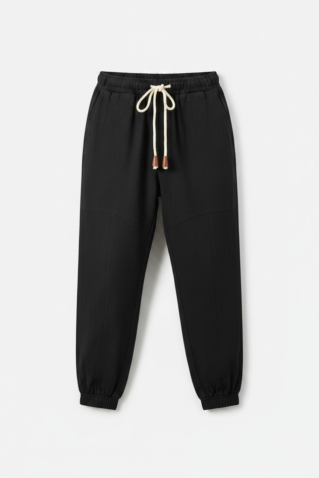 Pantalon Chinois Noir Ample Coton Enfant Garçon - Lin - vue 3