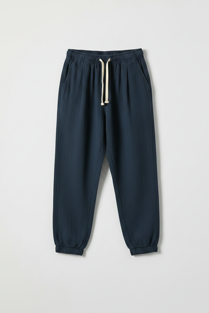 Pantalon Chinois Bleu Marine Coton Ample Garçon Décontracté - vue 3