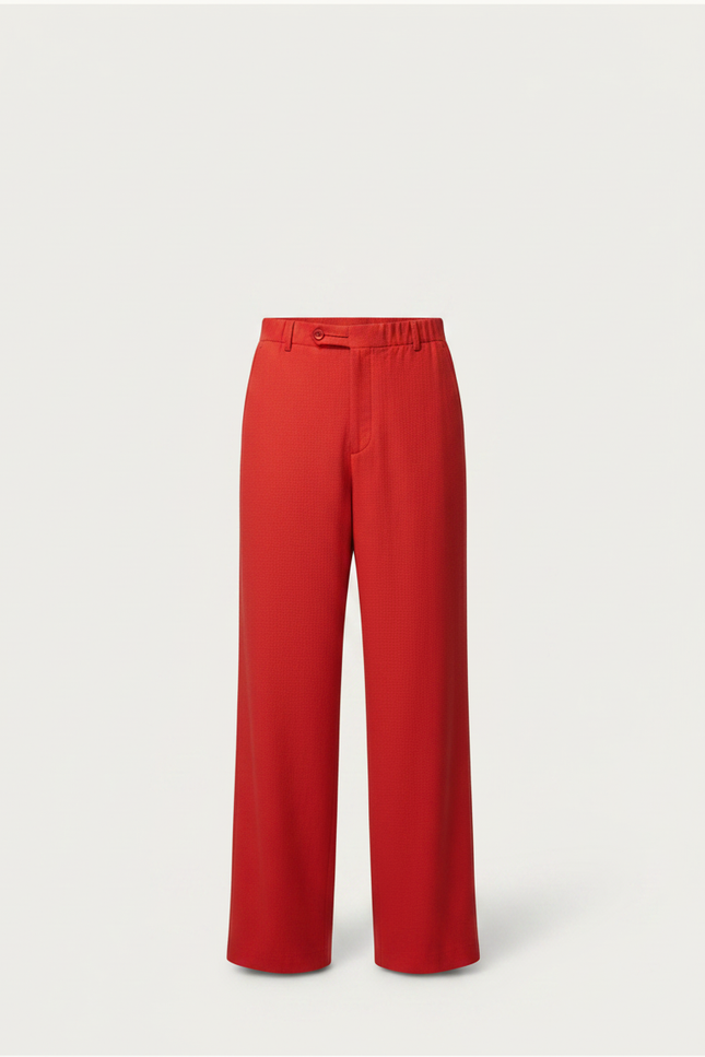 Pantalon Chinois Rouge Ample Décontracté Homme - Laine - vue 3