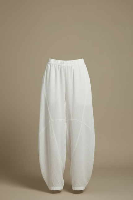 Pantalon Chinois Blanc Ample Lin Fluide Vintage - vue 3